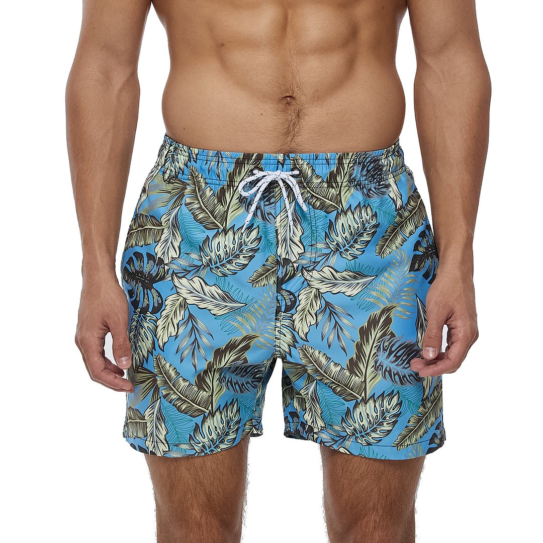 Leaf - Drawstring Beach Mesh Quick-Dry Swim Trunks