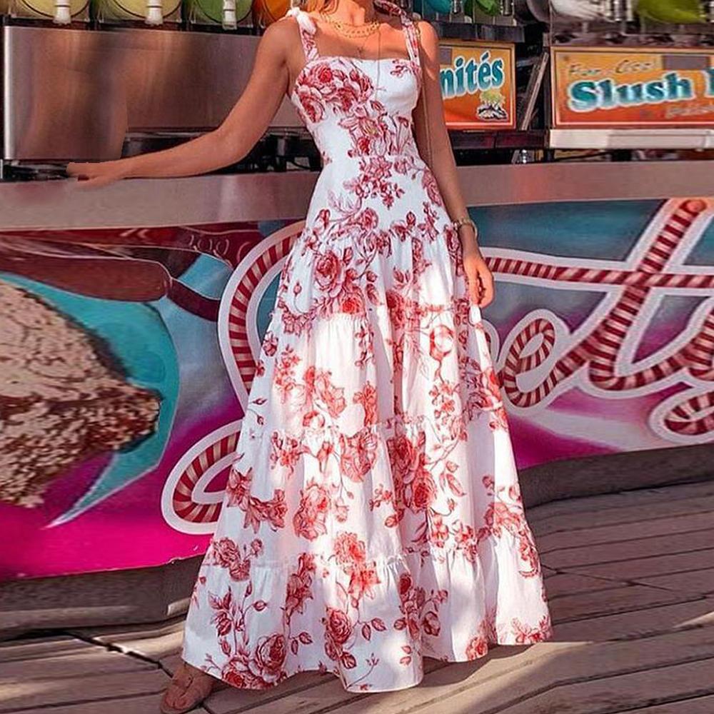 Attractive Print Sleeveless Maxi Dress-vocosishoes