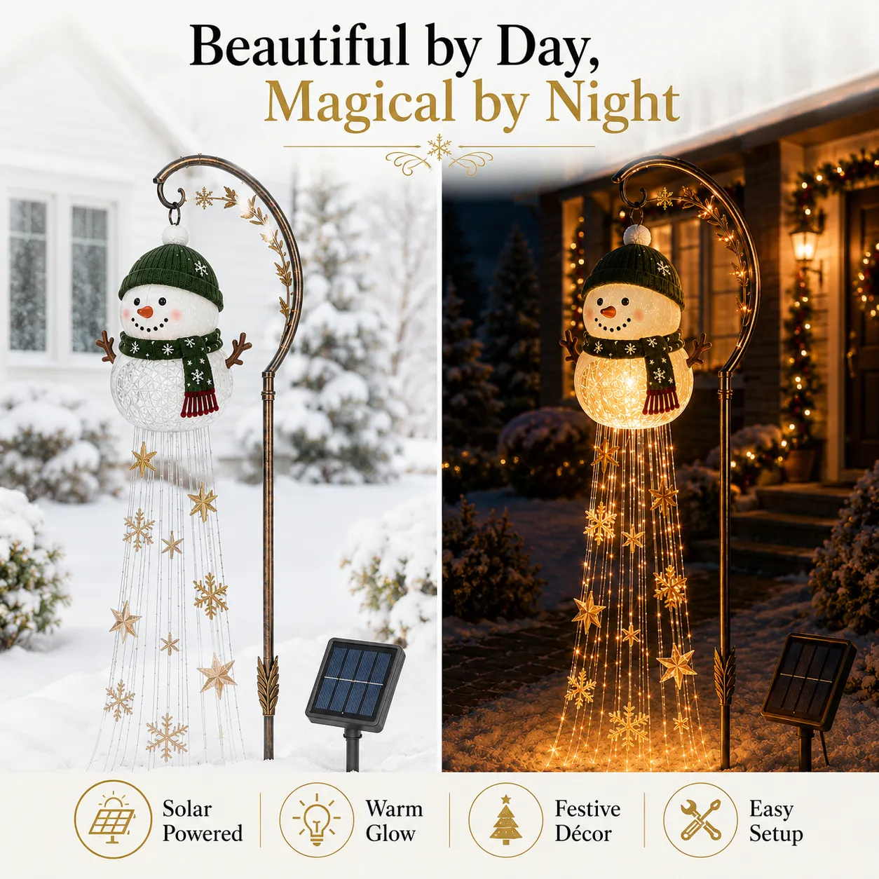 Snowman Starlight Cascade day and night comparison