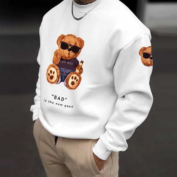Bad Is The New Good Vintage Teddy Bear Men's Casual Sweatshirt