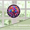 (18.5cm)DIY Acrylic Jigsaw Puzzle Window Hanging with Hanging Chain DIY Stained Glass Decoration Round Window Puzzle Decor for DIY Craft Project (Flower)