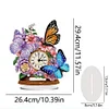 (US Local)Acrylic Special Shape Flower Butterfly Diamond Painting Clock for Home Office