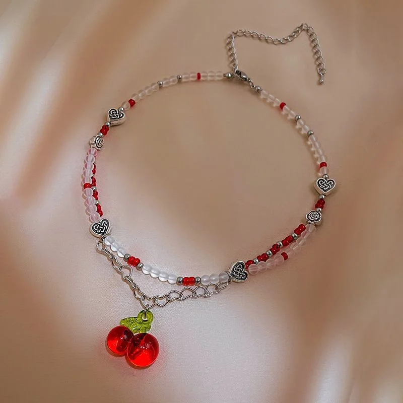 Glass Cherry Necklace SP18922