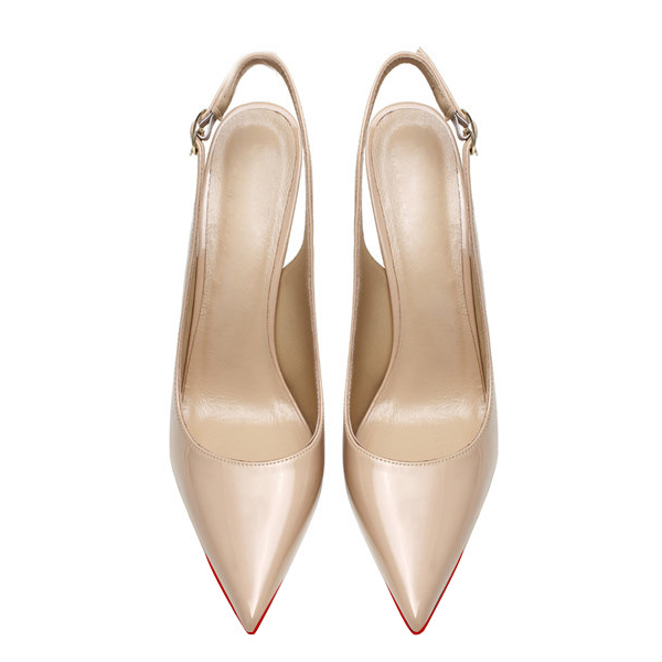 120mm/100mm Women's Sandals Pointed Toe Slingback Red Bottom Heels-MERUMOTE