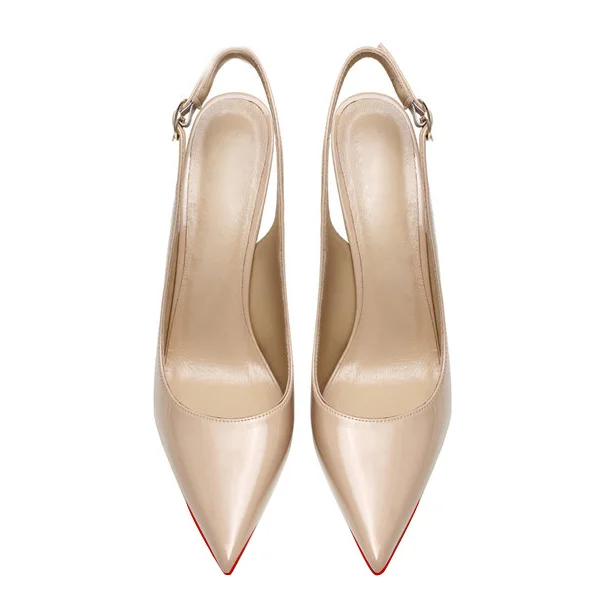 120mm/100mm Women's Sandals Pointed Toe Slingback Red Bottom Heels-MERUMOTE