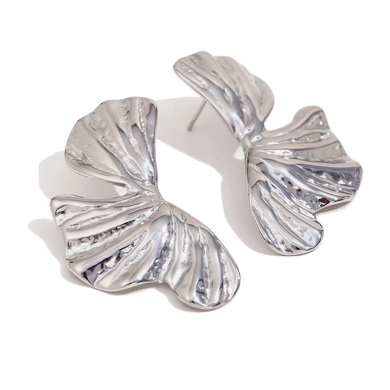 1 Pair Classic Style Geometric Leaf Plating 304 Stainless Steel Ear Studs