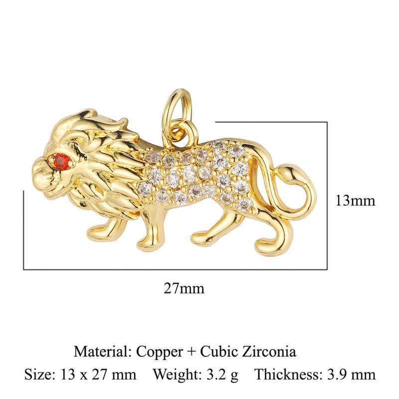 1 Piece Copper Zircon 18K Gold Plated Fox Mermaid