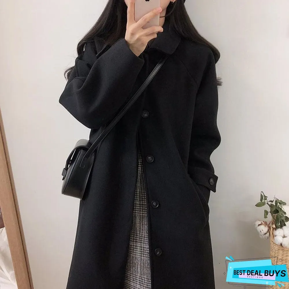 Autumn and Winter Black Long Coat Thickening