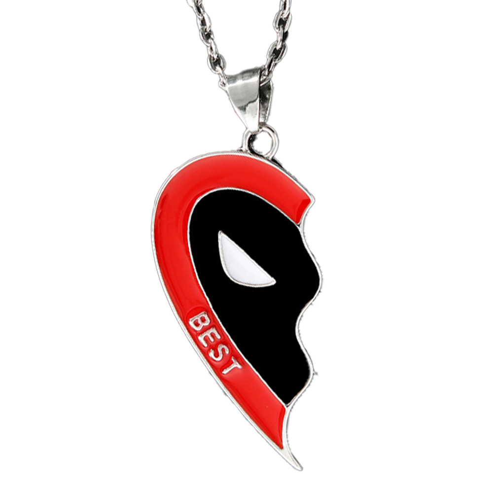 Deadpool And Wolverine Best Friends Stitched Heart Pendants