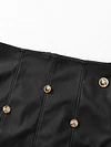 PU Leather Long Sleeve Rivet Fashion Skirt Two-Piece Suit