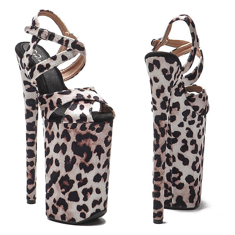 VCshoes 26CM/10inches Leopard Print Exotic Platform Party Sandals Models Catwalk Show High Heels Pole Dance Shoes 1B