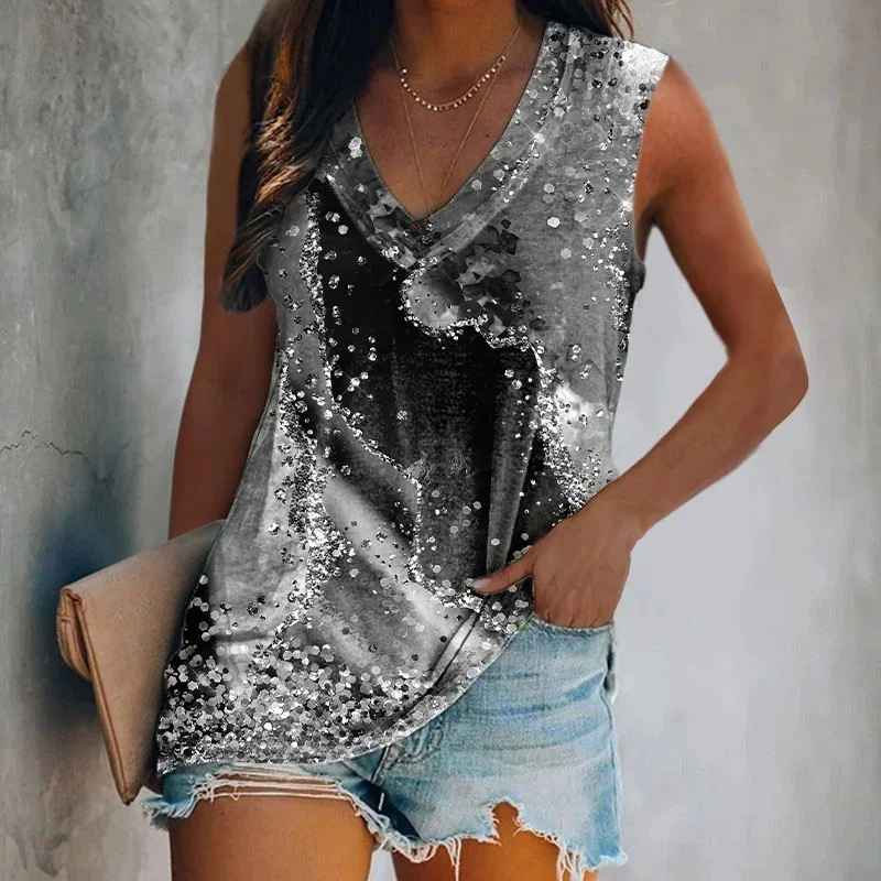 Tie dye wave v-neck Women's Sleeveless Vest