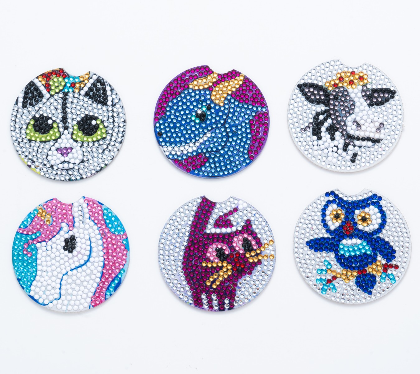 Cross Mirror AliExpress 6-piece DIY crystal diamond painted animal pattern acrylic single-sided coaster with cork pad