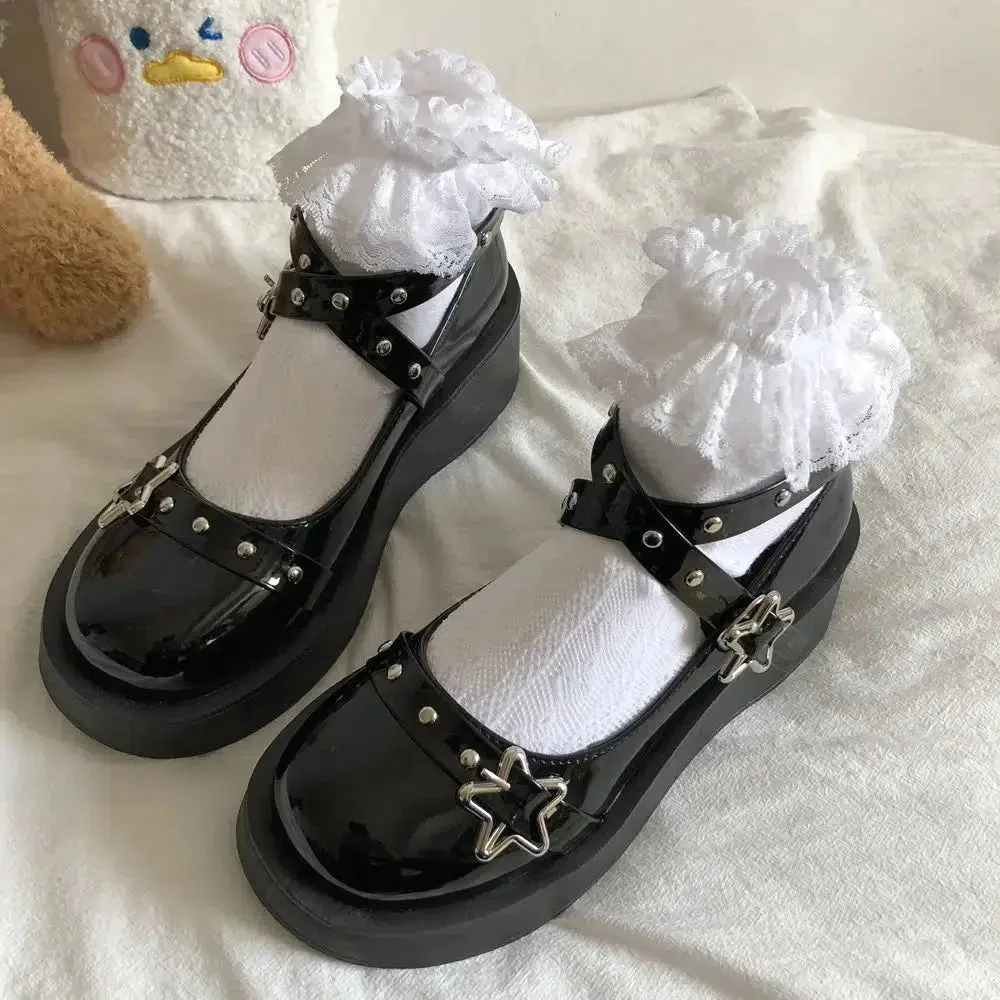 Brownm Buckled Platform Mary Jane Shoes