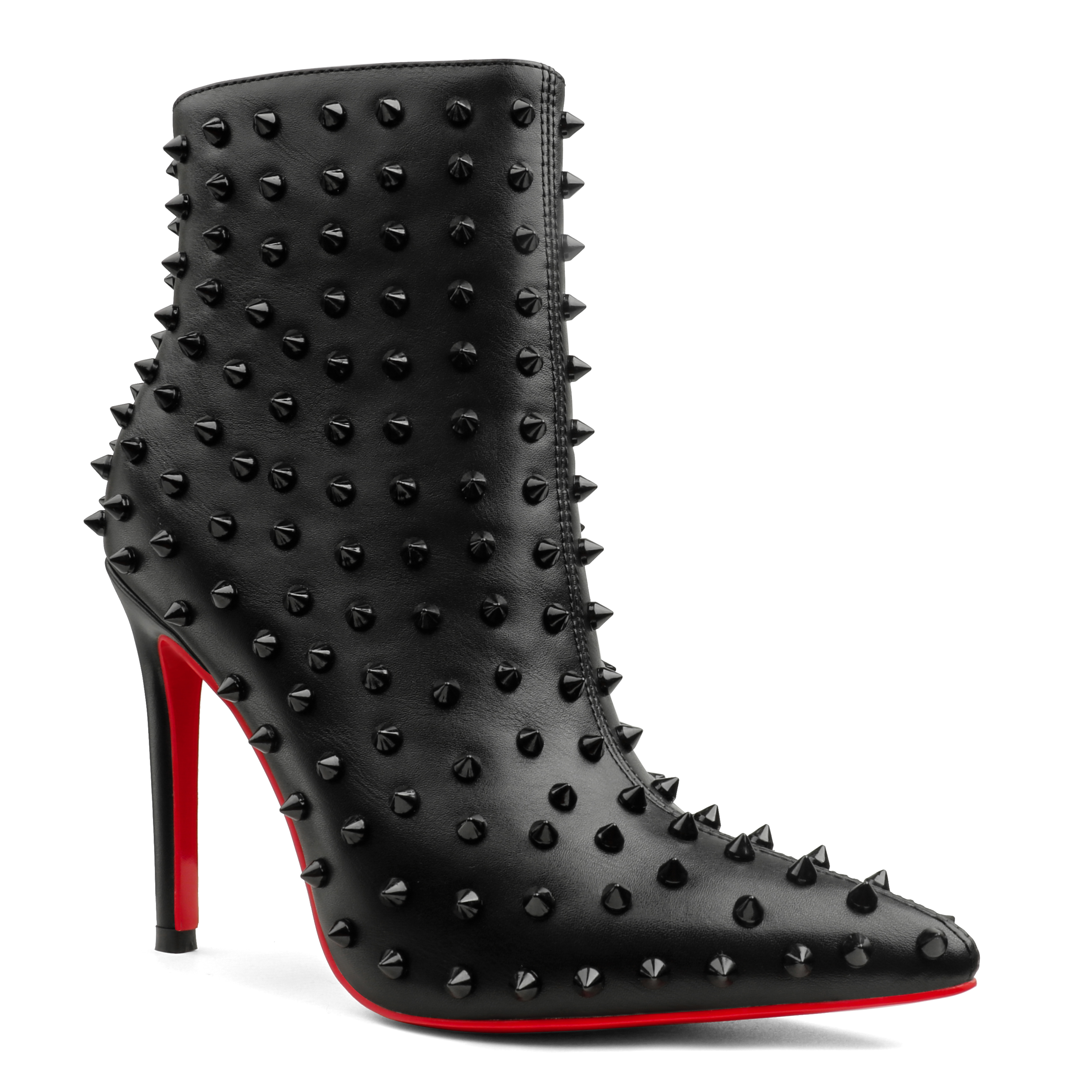 3.94" /4.72" Women's Ankle Boots Red Bottom Shoes Rivet  Closed Pointed Toe Stilettos Booties-MERUMOTE