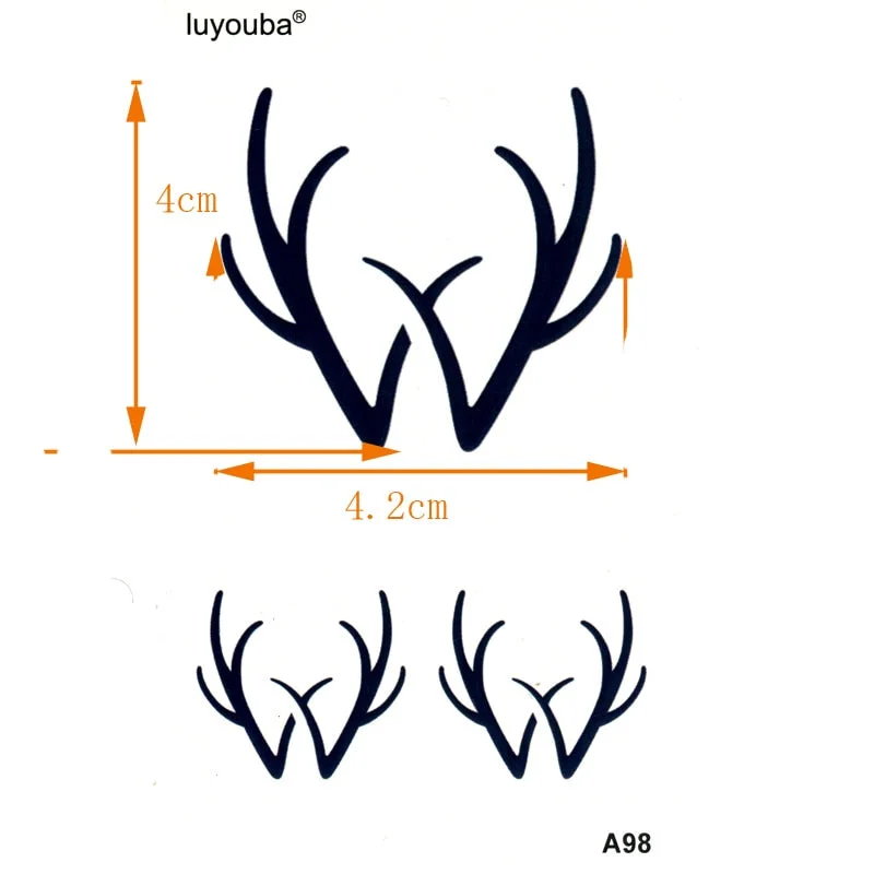 A pair of Antlers Waterproof Temporary Tattoos Men Tatuajes Temporales Sleeve Tatoo Henna Tatuagem Tree Art Tattoo