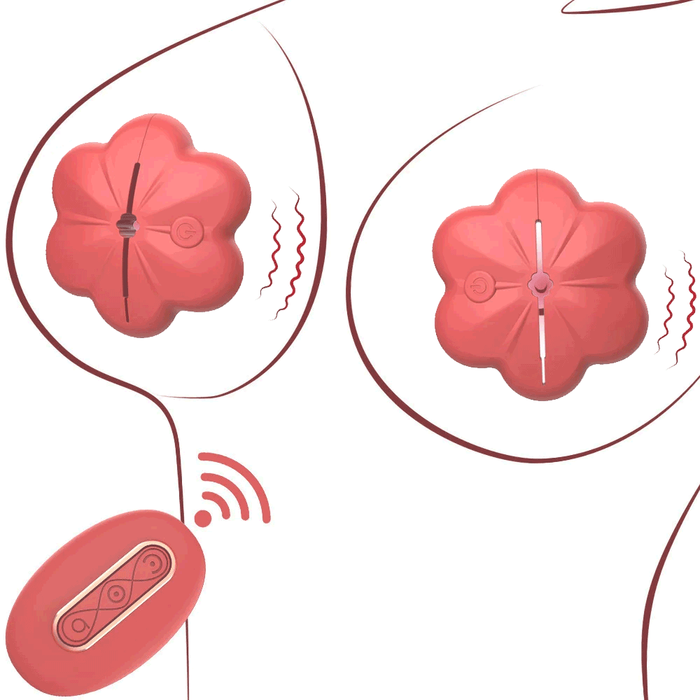 Remote Control Adjustable Rose Vibrating Nipple Clamps - Rose Toy