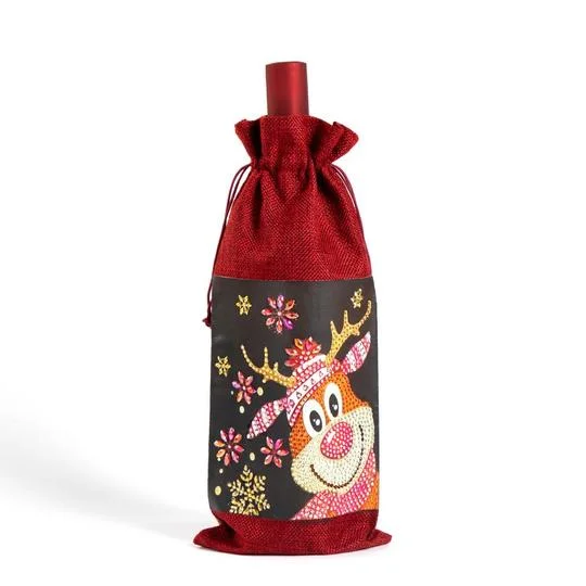 DIY Diamond Painting Xmas Wine Bottle Bag - Christmas Elk