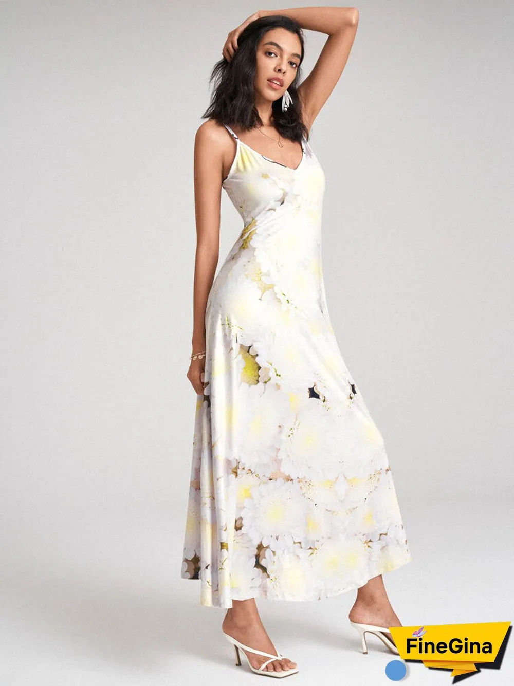 Tie Dye Spaghetti Strap Open Back Swing Maxi Dress