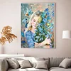Oil Painting Girl - 11CT Stamped Cross Stitch - 40*55cm