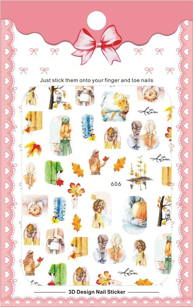 Churchf New 3D Self-Adhesive Bohemia Lovly Red Lips Image Nails Stickers for Nails Sticker Decorations Manicure Z0452-Nail Inspo