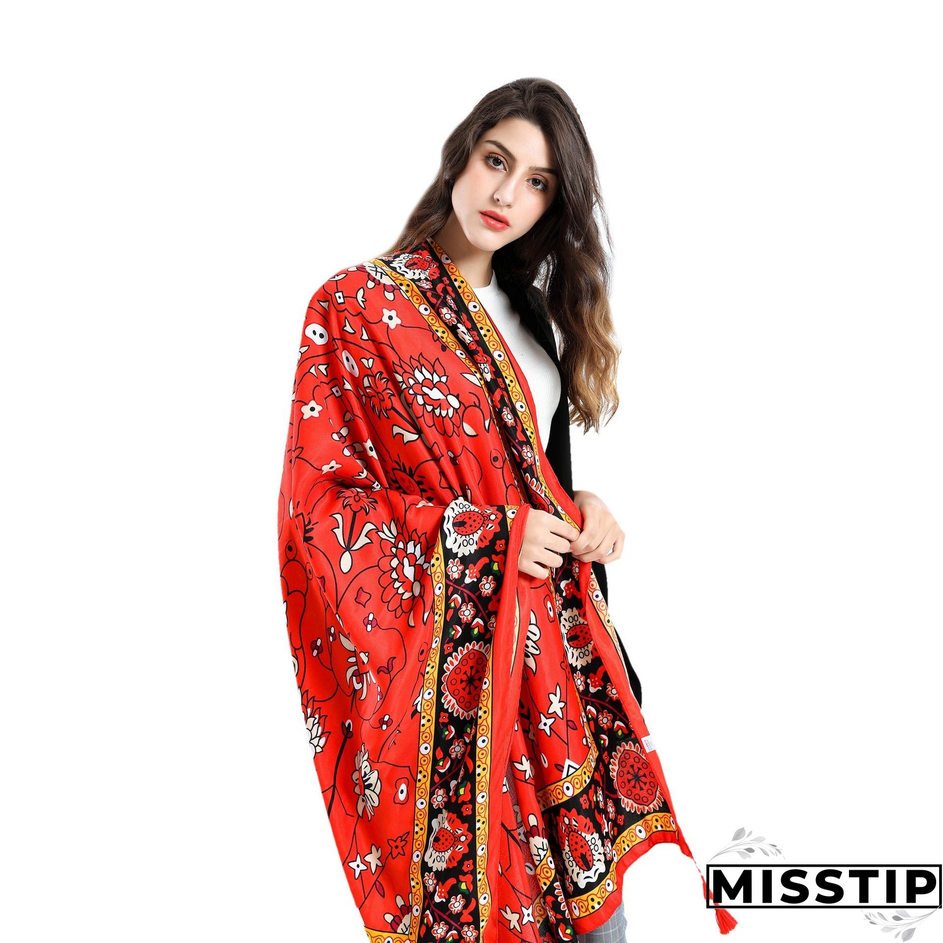 Rattan sunflower fringed scarf beach holiday sunscreen shawl dual-use