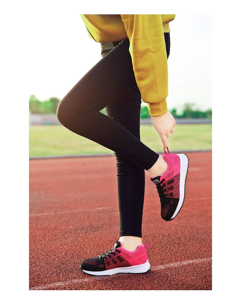 Women Casual Shoes Fashion Breathable Walking Mesh Lace Up Flat Shoes Sneakers Women 2019 Tenis Feminino White Vulcanized Shoes