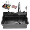 [US Local Warehouse] Stainless Steel Kitchen Sink with Pull-Out Swivel Faucet Double Waterfall Sinks