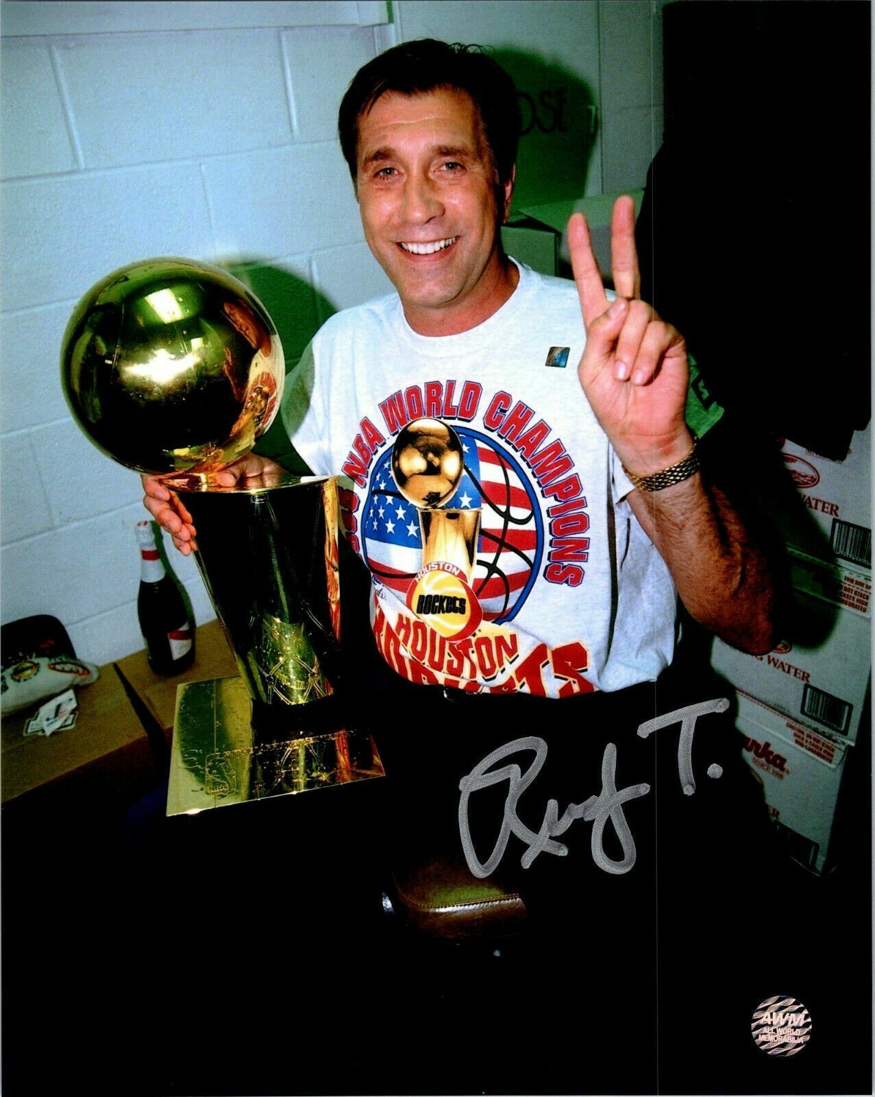 Rudy Tomjanovich Signed 8x10 Photo Poster painting - Houston Rockets 2 x Champs COA Proof