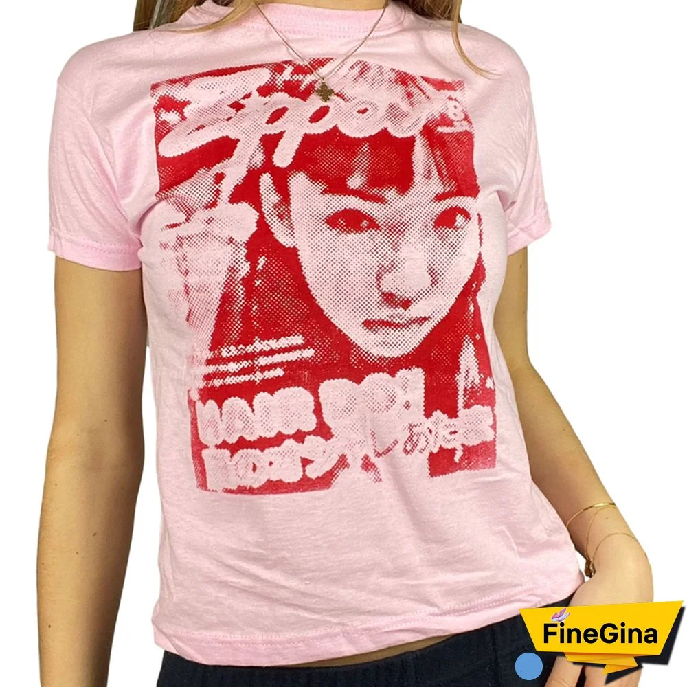 Gothic Portrait Print T-shirt Aesthetic Short Sleevle Sweats Tees Harajuku Streetwear White Crop Top Women Clothes