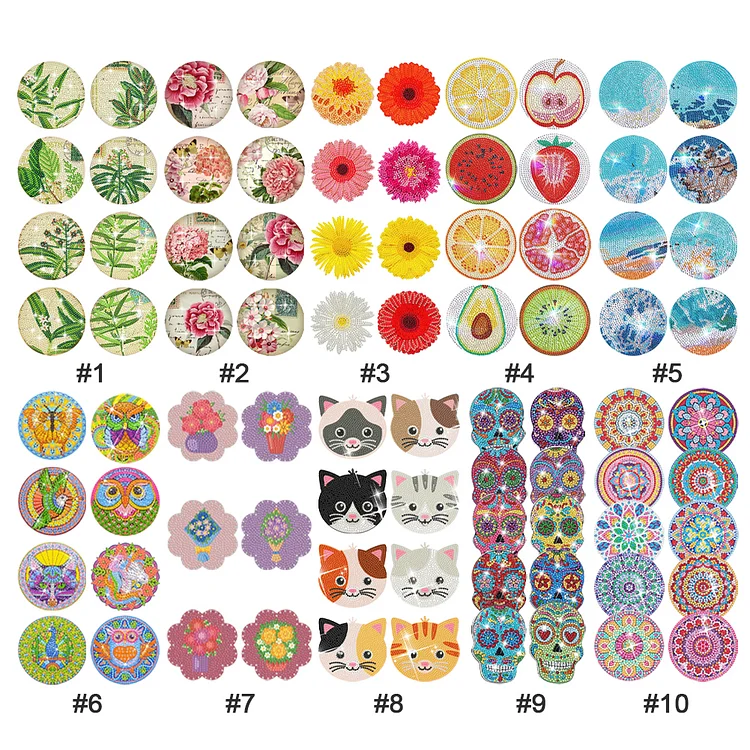 DIY Diamond Painting Coasters Kit Anti Slip Coasters 8/10pcs for