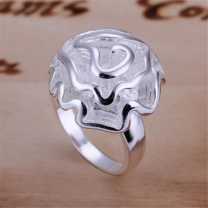 thumbnail image 2 of DOTEFFIL 925 Sterling Silver Rose Flower Ring – Women's Vintage Wedding Jewelry – Anniversary Gift 2 of 6