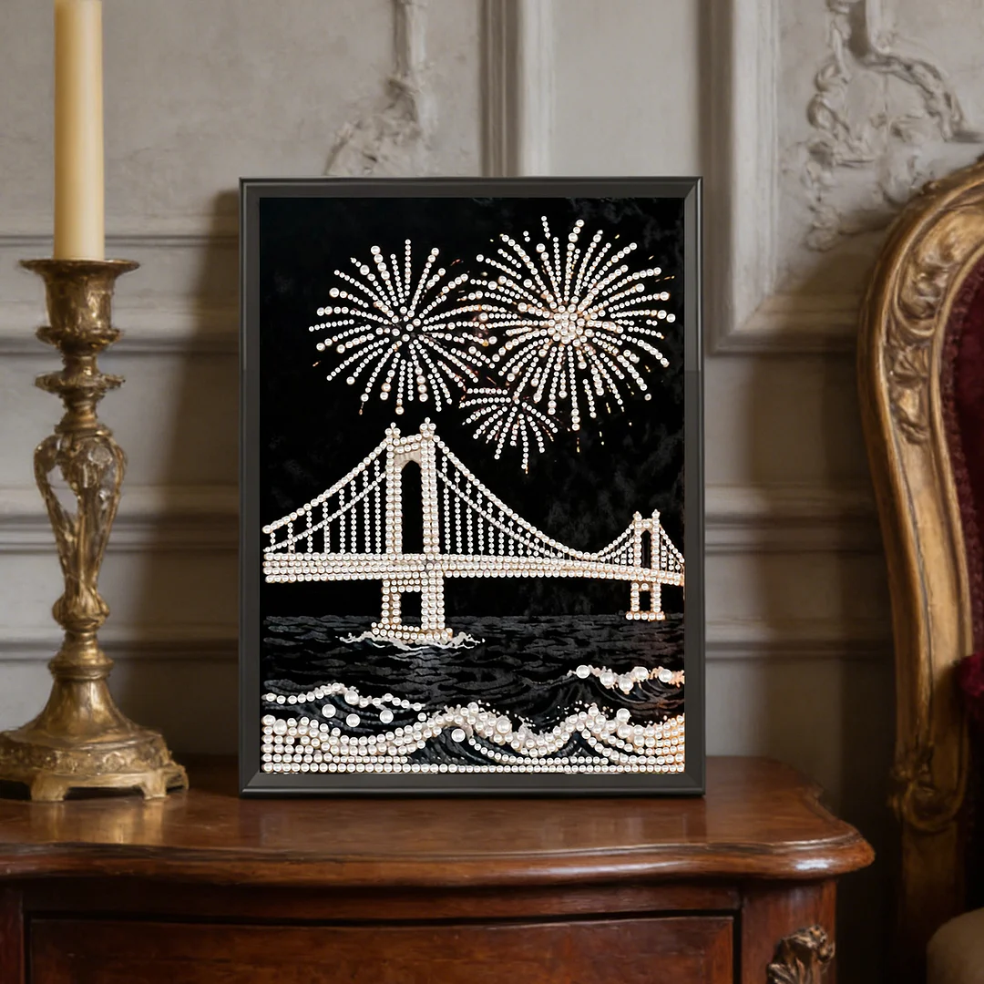 Bridge DIY Pearl Painting Art Kits Pearl Gem Paintings Picture Arts Craft 30x40cm for Adults Beginners Home Wall Decor No Frame