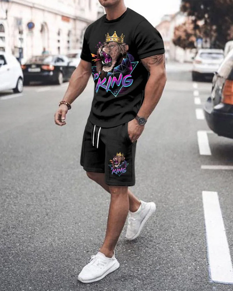 men's king printing leisure sports suit