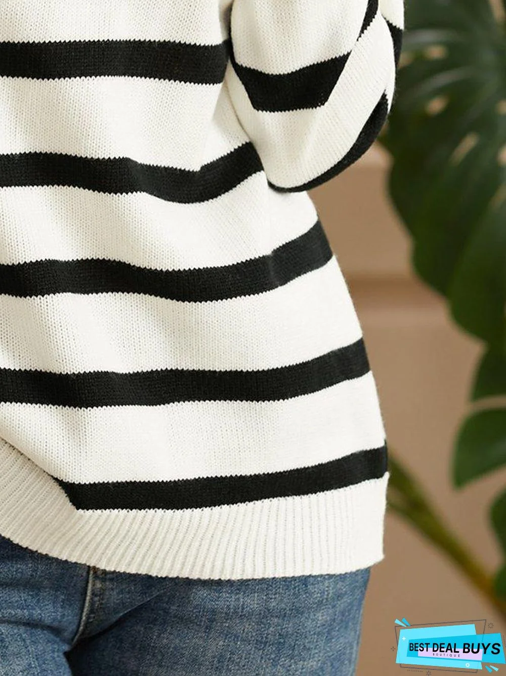 Casual Long Sleeve Striped Sweater