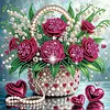 Rosenrote Korbblume speziell geformte 5D-DIY-Teilbohrer Diamanten Punkte, Edelsteinkunst-Kits f&uuml;r Erwachsene, Anf&auml;nger, Wohnraumdekoration, Diamanten,