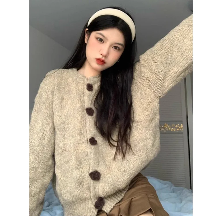 Athvotar Athvotar Lazy Wind Soft Glutinous Sweater Spring And Autumn Winter 2025 New High-End Blouse Knitted Thick Open-Shirt Coat Woman