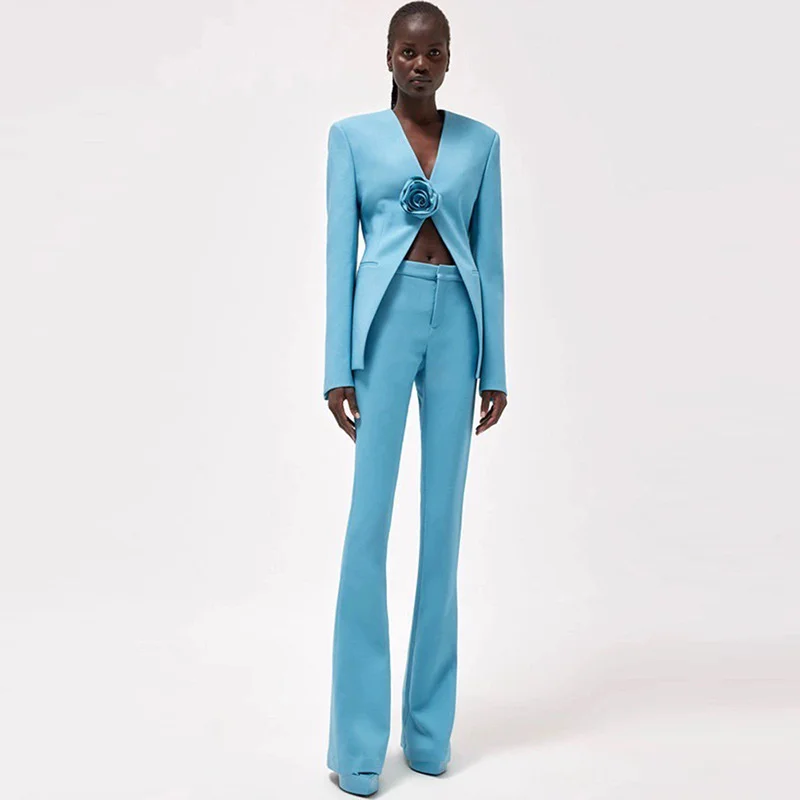 Nigikala Nigikala New Star Fashion Three-Dimensional Flower Without A Suit With A Trout Set Two-Piece Set