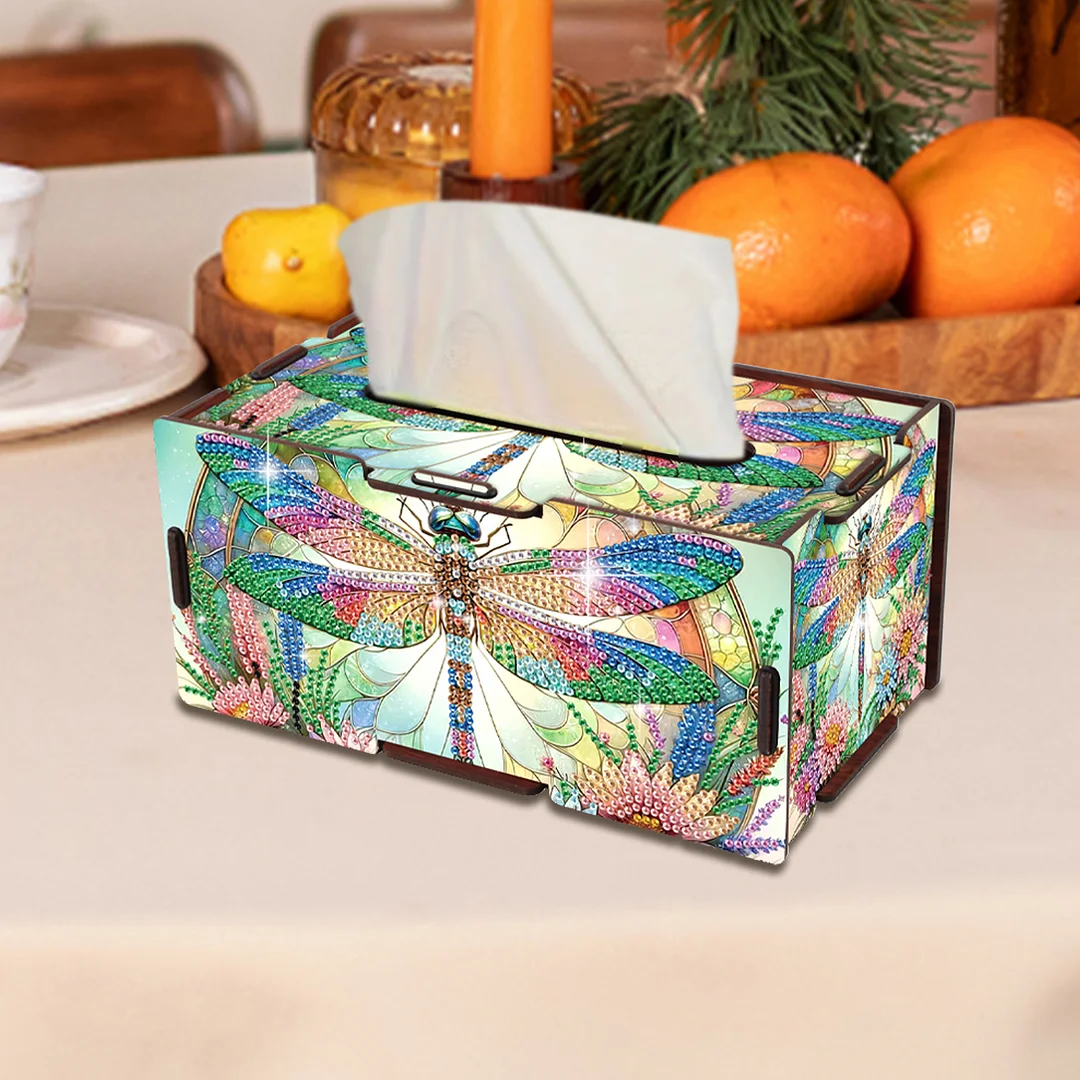 Wooden Diamond Painting Tissue Box for Home and Office Decoration (ZJH038)