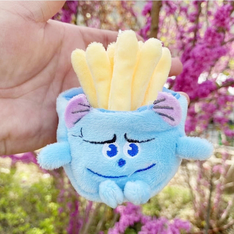 3 Pieces Cute Novelty Toast Hamburger Hot Dog Pp Cotton Plush Unisex Bag Pendant Keychain