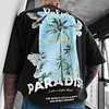 Unisex Oversize Casual Palm Paradise Print Washed T-Shirt by Inlyline