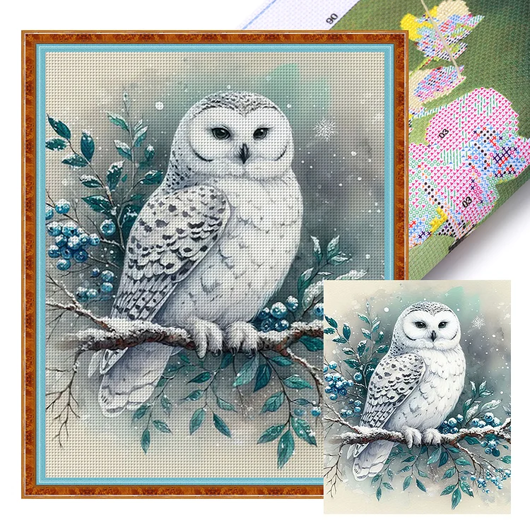 Owl Standing On A Branch (40*50cm) 11CT Stamped Cross Stitch gbfke