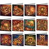 12pcs Autumn Harvest Diamond Art Greeting Cards DIY 12 Pack with Envelopes