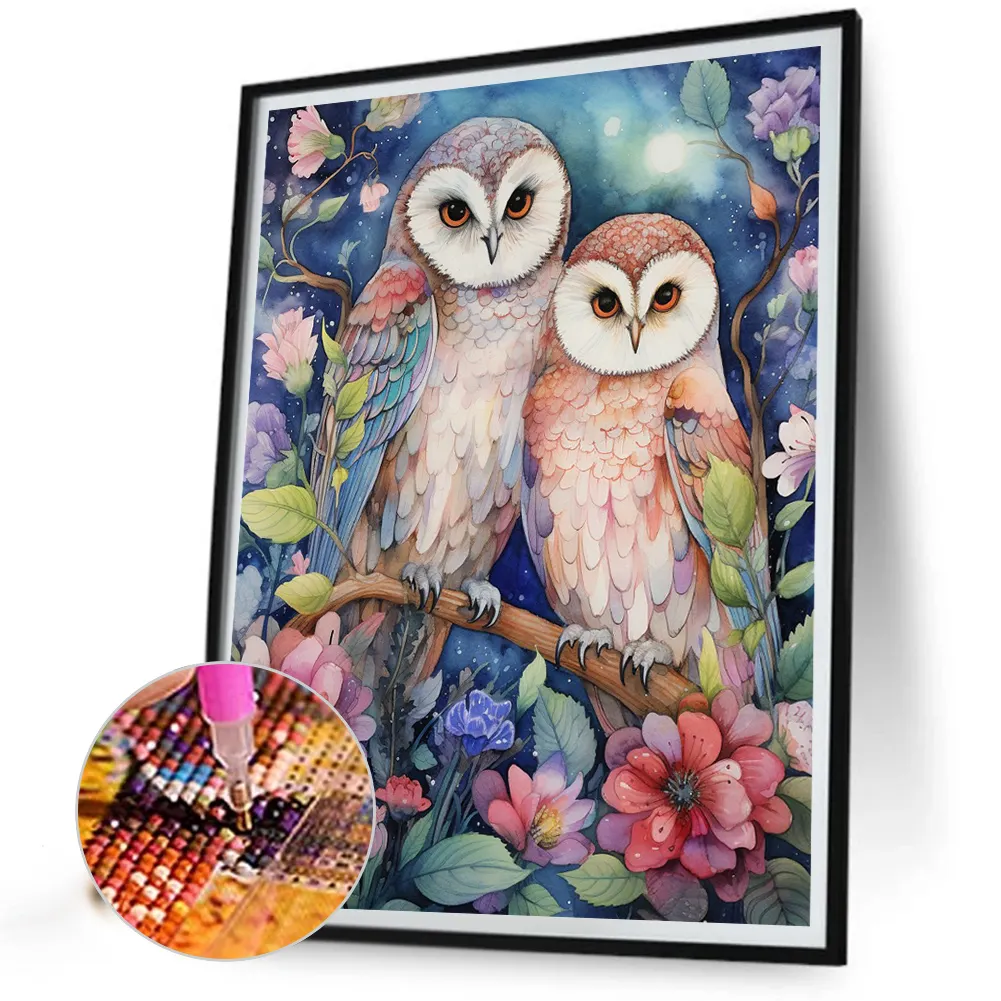 Full Round Diamond Painting 40*50cm - Forest Owl