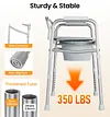 Soundfuse Bedside Commode chair with Sturdy Dual-Crossbar Support, 3 in 1 commode toilet for seniors with 7.5Qt Bucket, 350 Lbs Stable Potty Chair for Adults, Silver