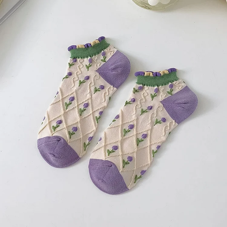 Fairy Tales Aesthetic Cottagecore Fashion Low Cut Print Socks QueenFunky