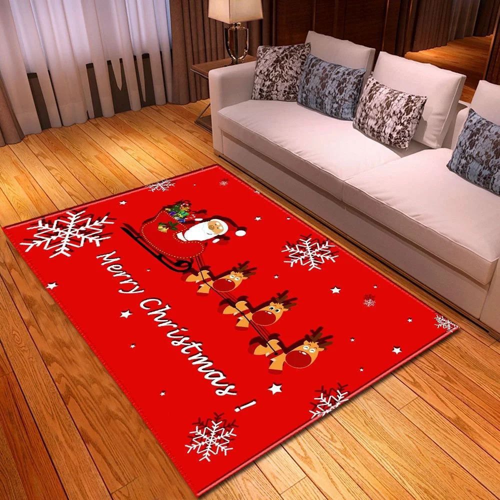 Living Room Carpet 3D Christmas Pattern Children Bedroom Rug Home Hallway Floor Decoration Bedside Mats Kids Room Carpet