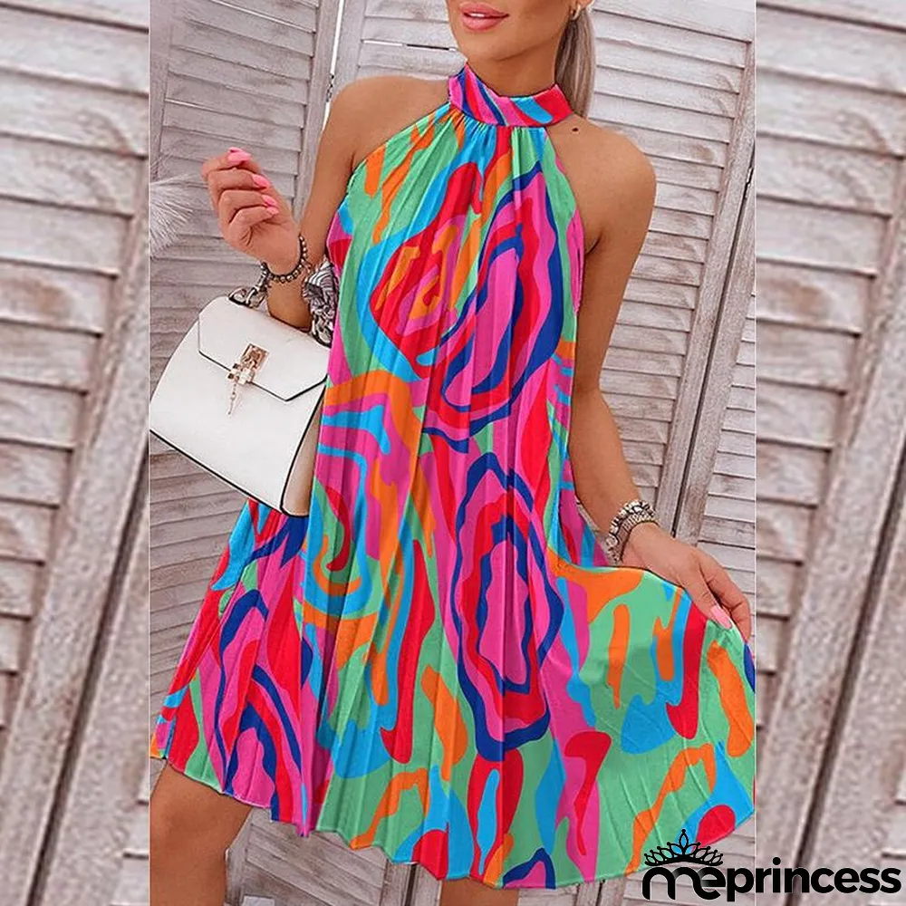 Fashion Sleeveless Halter Neck Sling Dress