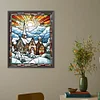 Diamond Painting-DIY Round Part AB Drill Stained Glass Snow Scene (45*55CM)