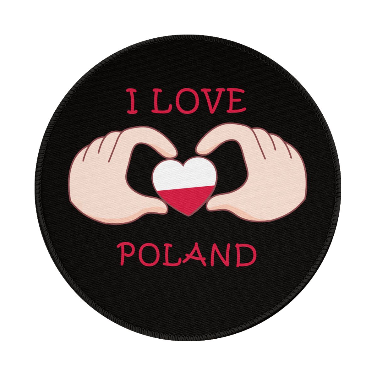I Love Poland Waterproof Round Mouse Pad for Wireless Mouse